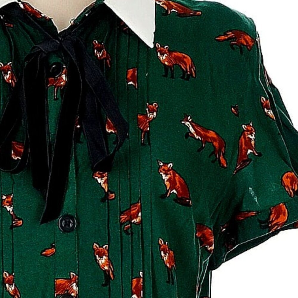 NWOT Hell Bunny Fox Dress in Green.
